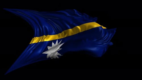 Beautiful Nauru National Flag Waving in Realistic 3D Animation