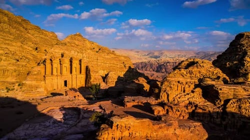Cinematic And Beautiful View Of Sunset At Petra, Jordan