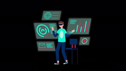 Man Using Augmented Reality Glasses Alpha Channel 4K