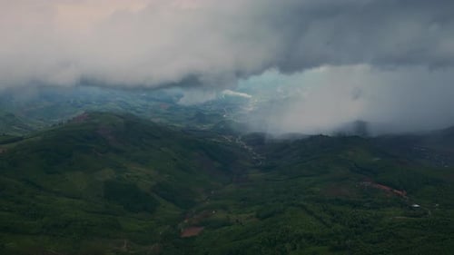 Beautiful Mountain Landscape with Rain Clouds and Sun Rays in Canyon Beautiful Tropical Valley