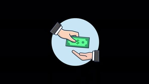Geld von Hand geben. Konzept-Animationsvideo zum Geldeingang — transparent