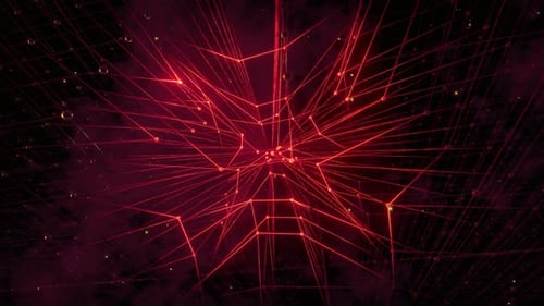 Vibrant red abstract light trails in dark motion blur background for dynamic design