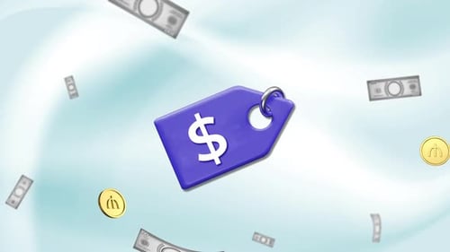 Modern 3D Price Tag Animation with Falling Money