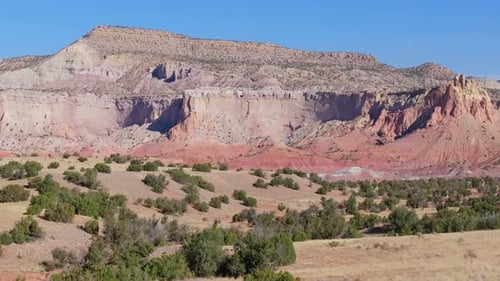 Stunning Panoramic New Mexico Desert with Majestic Cliffs on a Sunny Day