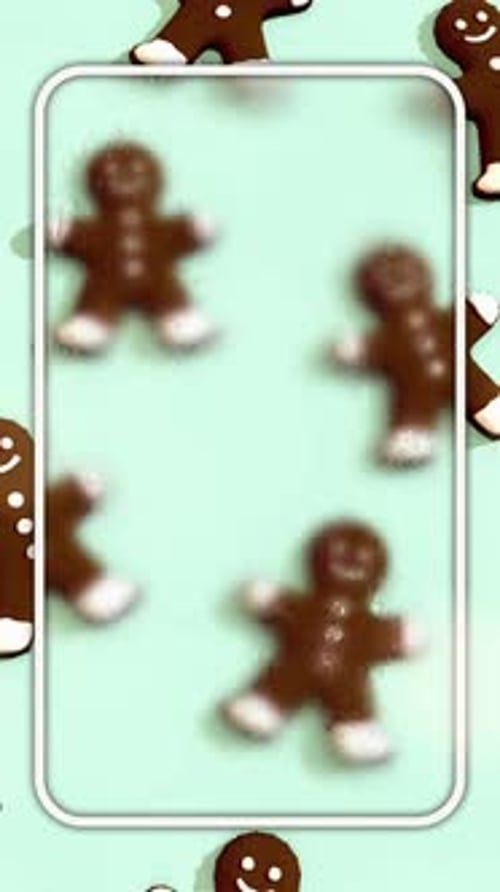 Gingerbread Cookies on a Light Green Background