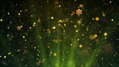 Elegant Golden Snowflakes Falling Background Loop with Festive Bokeh