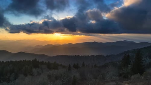 Blue Ridge Mountains time lapse of sunrise and clouds in North Carolina