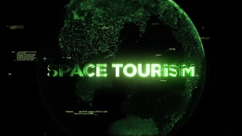Futuristic Digital Space Tourism Title Reveal with Glitch Effect
