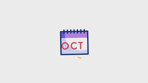 Animated October Calendar Icon Flat Design