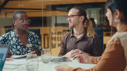 Business Meeting in a Modern Conference Room