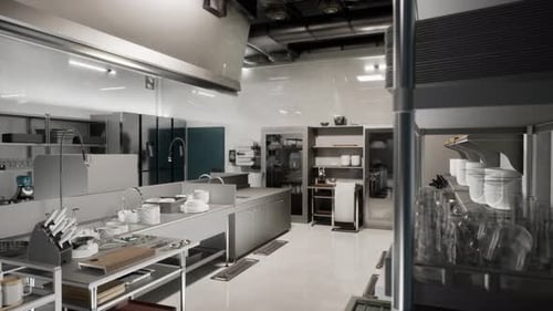 Professional Kitchen , View Counter In Stainless Steel