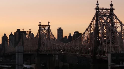 New York City Manhattan Midtown Skyline From Queens Queensboro Bridge USA Cityscape From Rooftop