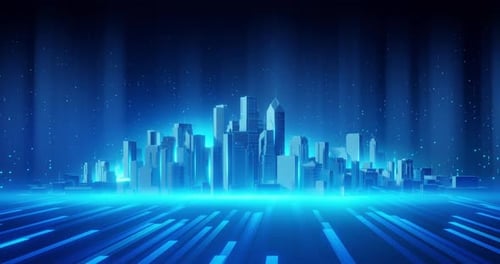 Futuristic Digital City Background for Business Video