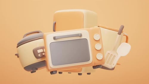 Loop animation of cartoon style kitchen appliance
