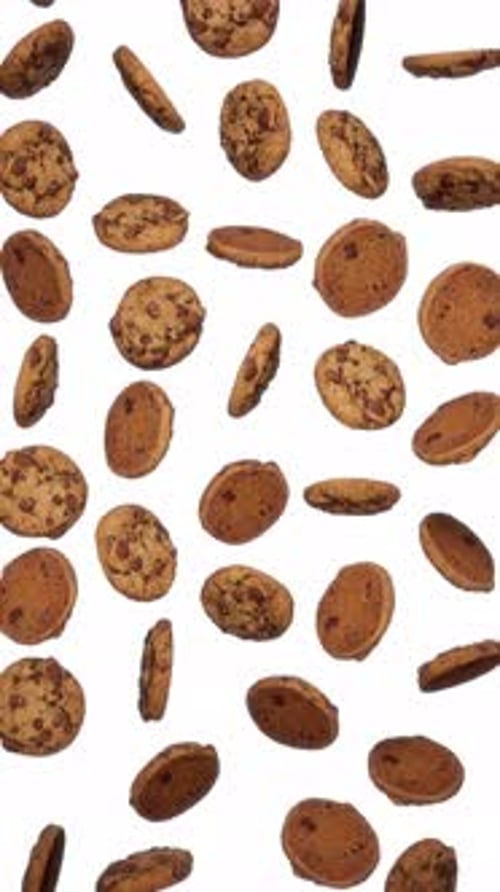 Falling Realistic Chocolate Chip Cookies Animation