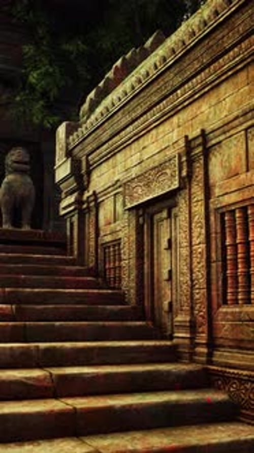 Escaliers menant à l'ancien temple cambodgien
