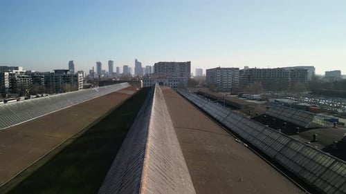 Aerial video of a residential area in Warsaw, Poland