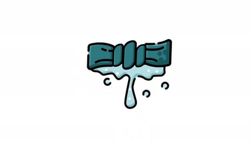 Animated Hand Drawn Squeezed Towel Icon with Water Drops