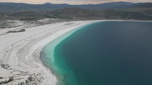 Turquoise Coast of Lake Salda Seen From a Drone Retreat