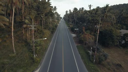 Fly over busy road on Samui, Thailand
