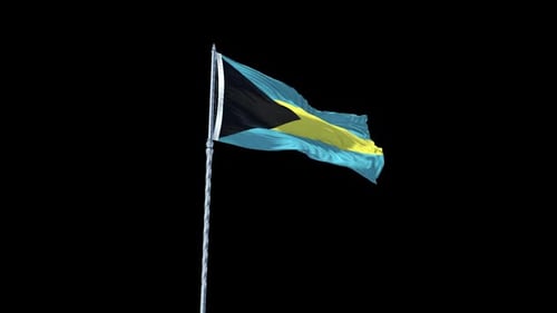 Bahamas Flag Waving Realistic With Sky With Alpha Channel