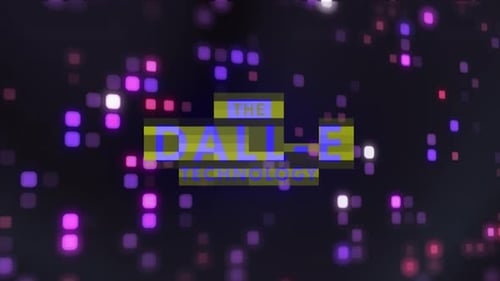 Dall E Text Glitch-Stil Effekt mit digitalem abstraktem Hintergrund
