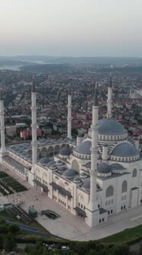 Mosque in Hills Aerial View