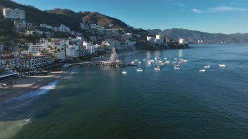 Puerto Vallarta - Puerto Vallarta, Jalisco, Mexico. Aerial drone fly above view high resolution 4k