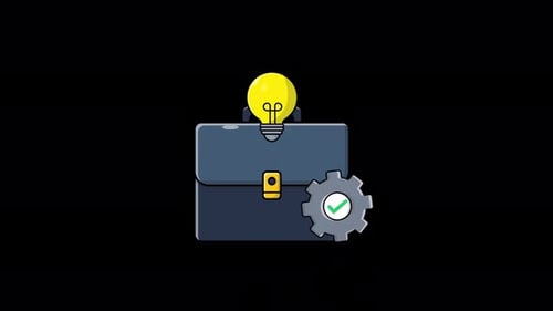 Animated Office Bag with Idea Bulb. Business Management Concept Video - Transparent