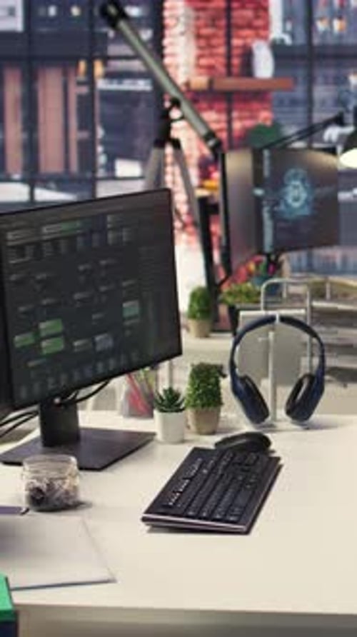Office Setup with Dual Computer Monitors