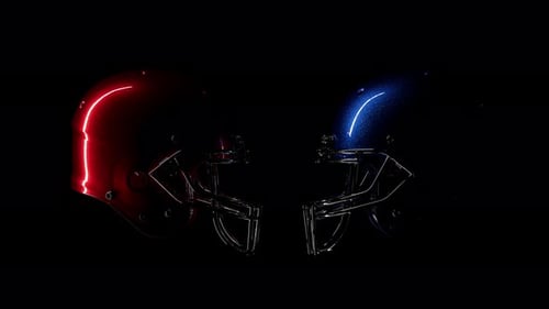 Red and Blue Neon Football Helmets Reveal