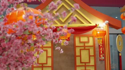 Festive Chinese New Year Indoor Decoration with Lanterns