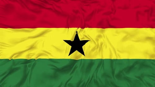 Ghana Flag Waving Animated Seamless Loop