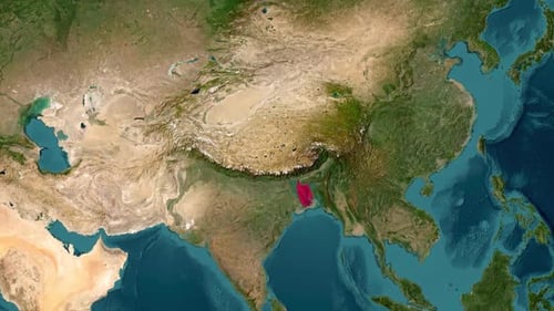 Bangladesh Map With Waving Flag