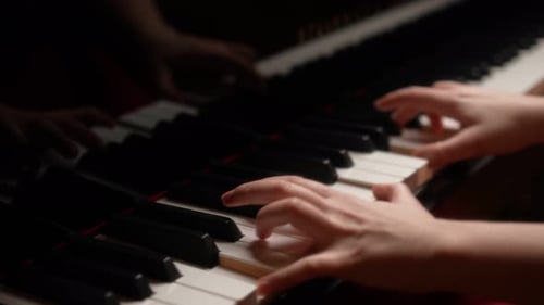 Hands Playing Piano Keyboard Music Performance