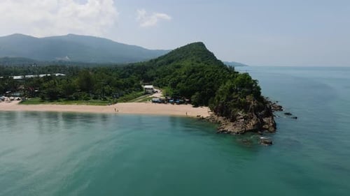 Coastline with a Green Hill and Small Beach Area Ko Samui Thailand