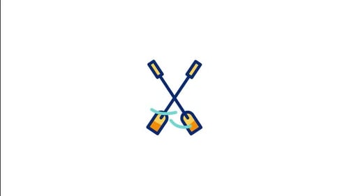 Animated Flat Design Icon of Crossed Paddles
