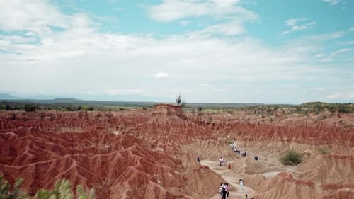 Aerial View of Stunning Desert Landscape and Canyons - Tatacoa Desert, Huila, Colombia