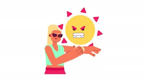 Blonde european woman applying sunscreen 2D animation