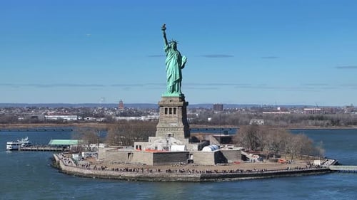 Statue Of Liberty At Manhattan In New York United States.