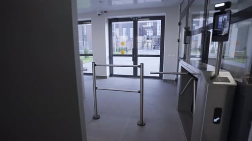 Turnstiles at Building Entrance