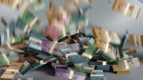 Malaysia Money - Ringgit gestapeltes Geld fällt - Malaysische Währung
