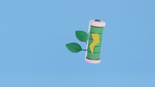 Full battery looped animation. Renewable ecological green energy production concept, eco friendly