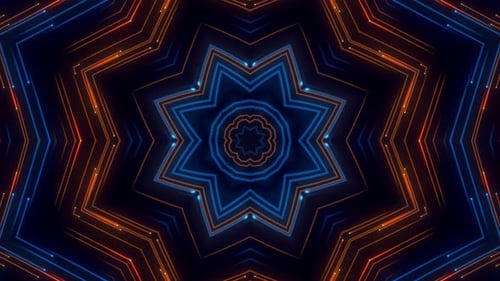 Glowing Geometric Star Kaleidoscope Pattern Animation