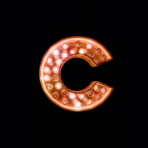 Animated Marquee Letter C with Glowing Lights