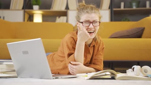 Fun college girl looking camera smiling