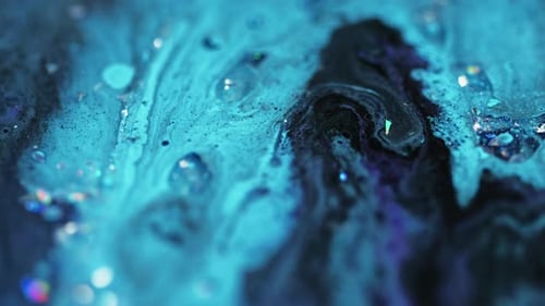 Abstract Blue Liquid with Glitter