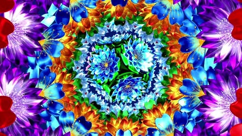 Vibrant Floral Kaleidoscope Seamless Loop Background
