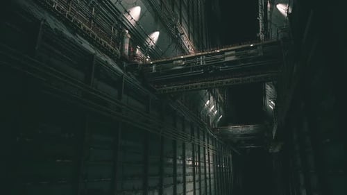 Gritty Industrial Hallway Tech Tunnel Flythrough