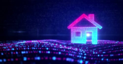 Symbol für künstliche Intelligenz auf fließenden digitalen Wellen